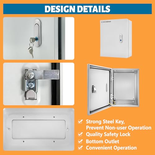 Outdoor Electrical Box 20x12x10 NEMA 4X IP66 Waterproof Box - size: 20 x 12 x 10''