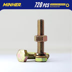 MINHER M4 M5 M6 Bolts and Nuts Assortment Kit 720PCS Hex Screws Nuts & Washers Set - color: M4, M5, M6 (720PCS)