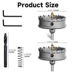 Metal Hole Saw 4-1/2''(115mm) 2Pcs Set Heavy Duty Tungsten Carbide Tipped Hole Cutters Set with a nitrided Step Drill and L-flench, for Steel Iron,Aluminum,Stainless stell,Plastic - size: 4-1/2''(115mm)-2PCS