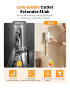 Flat Outlet Extender Stick,6 Widely Outlets,20W USBC,Extendable 11.6"-35.4"