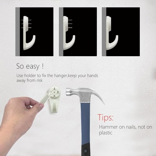 60PCS Concrete Wall Hooks，Picture Hanging， Powerful Hardwall Drywall Hooks Non-Trace Hanging for Picture Photo Frame Clock (S) - size: Small