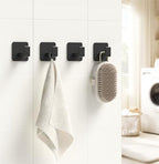 GWAAZXGZ Square Self Adhesive Towel Hooks - 6 Pack Matte Black Metal Hooks - color: Black, size: 6 Pack