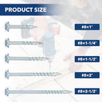 Pocket Hole Screws #8x1-1/2 Zinc, Coarse Thread Wood Screws 300Pcs, Washer Head with Square Drive, 150MM Drive Bit Included - color: Zinc, size: #8x1-1/2‘’