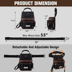Small Tool Pouch with Belt, 10 Pockets, Carry Handle
