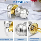Sopoby Privacy Door Knob, 5 Pack Brushed Nickel Round Keyless Doorknobs - color: Brushed Nickel