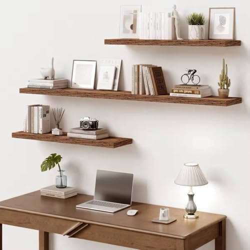 Vivelove 10 in Deep Floating Shelves 16” Set of 2, Rustic Brown - color: Rustic Brown, size: 15.7”wx10.2”dx1.5”h