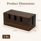Large Cable Management Box, Wooden Cord Organizer Box with Lid