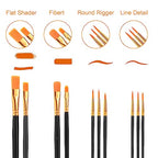 AROIC Acrylic Paint Brushes, 6 Packs / 60 pcs Nylon Hair Paint Brush Set - size: 60pcs-black