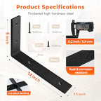 Shelf Bracket 8 Pack 14" Lx8 H 5mm Thick Heavy Duty Black L Brackets - color: Black-8pack, size: 14"Lx8"Wx1.5"W