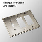 Henne Bery Soft Modern Decorative Wall Plate Switch Plate Outlet Cover (Double Decorator/Single Toggle, Satin Nickel) - style: Double Decorator/Single Toggle
