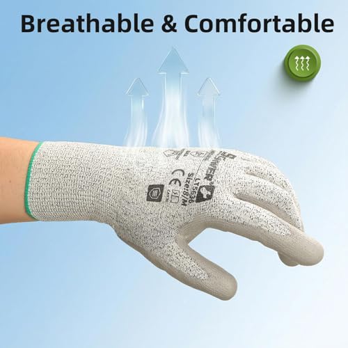 Schwer 6 Pairs A2 Cut Resistant Work Gloves, Ultra Durable, LT5636, S - size: Small