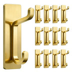 pickpiff 12 Pack Stick-on Hooks Strong 13LB for Coat & Towel, Brushed Gold - color: Gold, size: 12 Pack