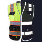 JKSafety Safety Vest for Men Women Hi Vis with Pockets and Cushioned Collar Construction Vest Meet ANSI Standard (BX360) - color: Yellowblack, size: Medium