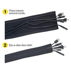 Zipper Cable Sleeve by Wrap-It Storage - 24" x 4" (4-Pack) Black - size: 24in (4-Pack)