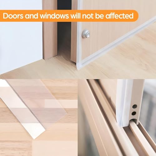 28.9 Ft Weather Stripping Door Seal Strip Tape,Silicone Draft Stopper,Self Adhesive Shower Door Bottom Seal, Insulation Strip for Frame Windows and Glass Gaps (Transparent, 35mm) - size: 1.4 in x 28.9 ft