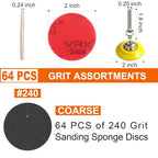 64 PCS 2 Inch Sanding Disc,Hook and Loop Sanding Pads 240 Grit - style: 240 Grit 64PCS