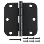 18 Pack Matte Black Door Hinges 3.5" Rounded 5/8" Radius No-Squeak - color: Matte Black No Squeak, size: 18 Pack
