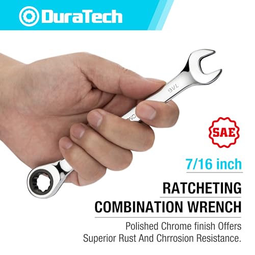DURATECH 7/16" Ratcheting Combination Wrench, SAE - size: 7/16"