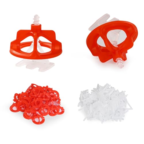 Tile Leveling System 1/8", 600 Pcs Tile Spacers and 200 Pcs Red Cap - size: 1/8 Inch 600Base+200Caps
