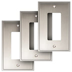 Henne Bery Soft Modern Decorative Wall Plate Switch Plate Outlet Cover (Single Decorator 3PK, Satin Nickel) - style: Single Decorator 3PK