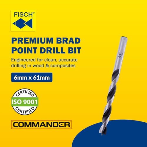Premium Brad Point Drill Bit - High-Accuracy Woodworking Size: 6mm x 61mm - size: 6 mm x 61 mm (Pack of 1)