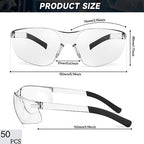 Salfboy 50 Pack Clear Safety Glasses Men, Scratch Resistant Eye Protection - color: 118-50 Clear