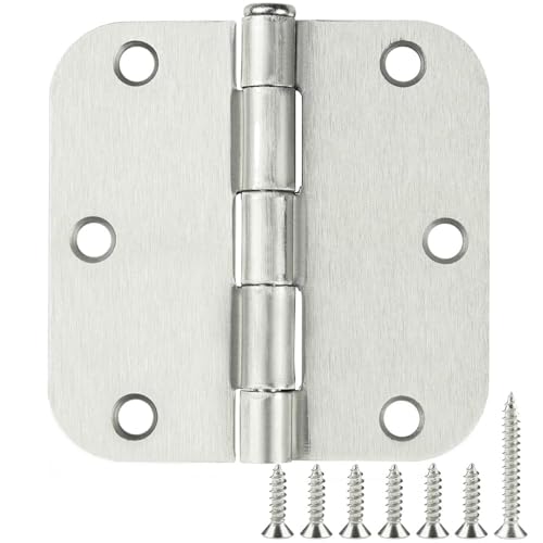 TDCHINGES Rounded Door Hinges Brushed Nickel 3.5 Inch 5/8" Radius 24 Pack - color: Satin Nickel-Rounded, size: 24 Pack
