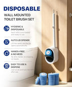 SOPAMI Disposable Toilet Brush with 32 Refills Deep Cleaning Touch Free - size: Blue Sponge
