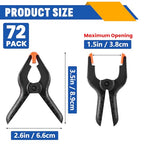 72 Pack 3.5 inch Plastic Spring Clamps, Backdrop Clips - size: 3.5in-72P