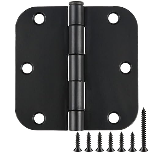 TDCHINGES Rounded Door Hinges Matte Black 3.5 Inch Heavy Duty Thick 2.2mm - color: Matte Black-Rounded, size: 4 Pack-no squeak
