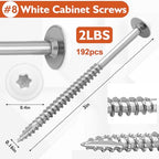 Frienda 2 Pound White Cabinet Screws Bulk #8x3'' Approx. 192 Pcs - color: Silver, size: #8x3 Inch