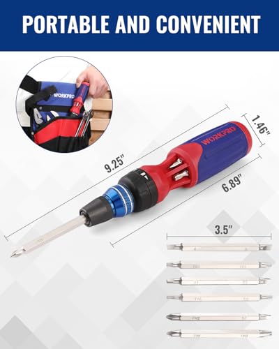 WORKPRO 12-in-1 Ratcheting Multi-Bit Screwdriver Set - size: Standard