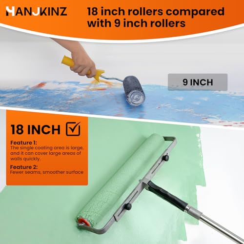18 Inch Microfiber Paint Roller Covers, 6 Pack, 3/8" Nap - size: 18 Inch,6 Pack