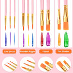 ESRICH 100PCS Paint Brushes, Paint Brush for Acrylic Painting - color: Pink, size: 100