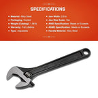 Crescent 10" Adjustable Black Oxide Wrench - Carded - AT210VS (Pack of 2) - size: 10 inch (Pack of 2)