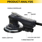 Electric 360W Random Orbital Sander with Dual 5" & 6" Pads Brushless Motor