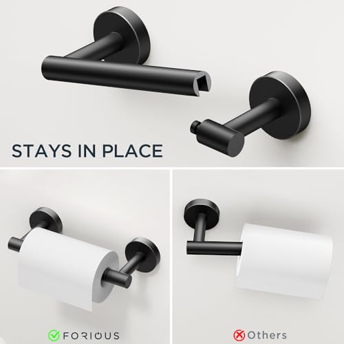 FORIOUS Toilet Paper Holder and Towel Ring Set, Bathroom Accessories Set - color: Matte Black
