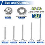 #8-32 x 1-1/2" to 2-1/2" Long Pan Head Machine Screws Kit for Outlet Box - size: #8-32(Long Screws Kit）