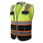JKSafety Safety Vest for Men Women Hi Vis with Pockets and Cushioned Collar Construction Vest Meet ANSI Standard (BX360) - color: Yellowblack, size: XX-Large