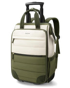 Rolling Puffer Backpack for Women, Travel Backpack with Wheels, 16 Inch Wheeled Laptop Backpack, Dual-Opening Design Overnight College Underseat Carry on Luggage, Roller Business Work Bag, Green - color: Green