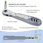 TUXIYA 30in1 Right Angle Screwdriver, 36-Tooth Mini Ratchet Wrench