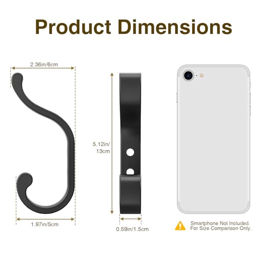 bussdis Coat Hanger Wall Mount 8-Pack - Wall Hooks for Hanging Heavy Duty - color: Black, size: 8 Pack