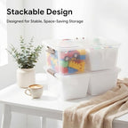 MACOPRO 17QT Craft Storage Box with 2 Removable Caddy Trays, Clear Stackable Plastic Organizer with Lid for Art Supplies, Beads, Sewing Tools, Pens & Kids Toys (White, 1Pack-2-in-1) - size: 1Pack-17QT-2-in-1