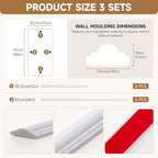 INMOZATA Pre-Cut Peel and Stick Wall Molding Wainscoting Panels, 24" x 12" - size: 24" x 12"