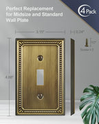 Switch Plates Outlet Covers, 4-Pack Antique Brass Metal Wall Plates - color: Antique Brass, size: 1 Toggle 4PK