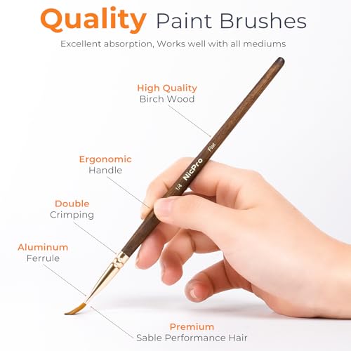 Nicpro 8Pcs Watercolor Paint Brushes Professional, Travel Paint Brush Set - size: 8 PCS