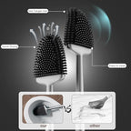 Sellemer Silicone Toilet Brush, Ventilation Slots Base Holder 1 Pack Silver - color: Silver-1pcs