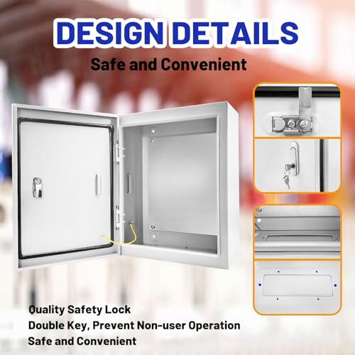 Outdoor Electrical Box 20x16x6 NEMA 4X IP66 Waterproof Junction Box - size: 20 x 16 x 6''