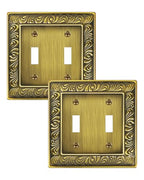 2-Pack Paisley Pattern Metal Double Toggle Light Switch Cover Plate - style: 2 Toggle 2PK