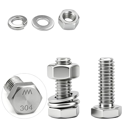 30 Sets 1/4-20x3/4 Bolt and Nut Set, Flat & Lock Washers Included,120PCS - size: 1/4x3/4"-30sets